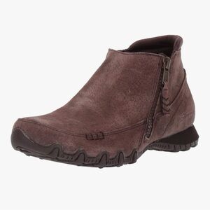 Skechers Relaxed Fit Bikers Zippiest Suede Ankle Boots Chocolate Brown Size 9